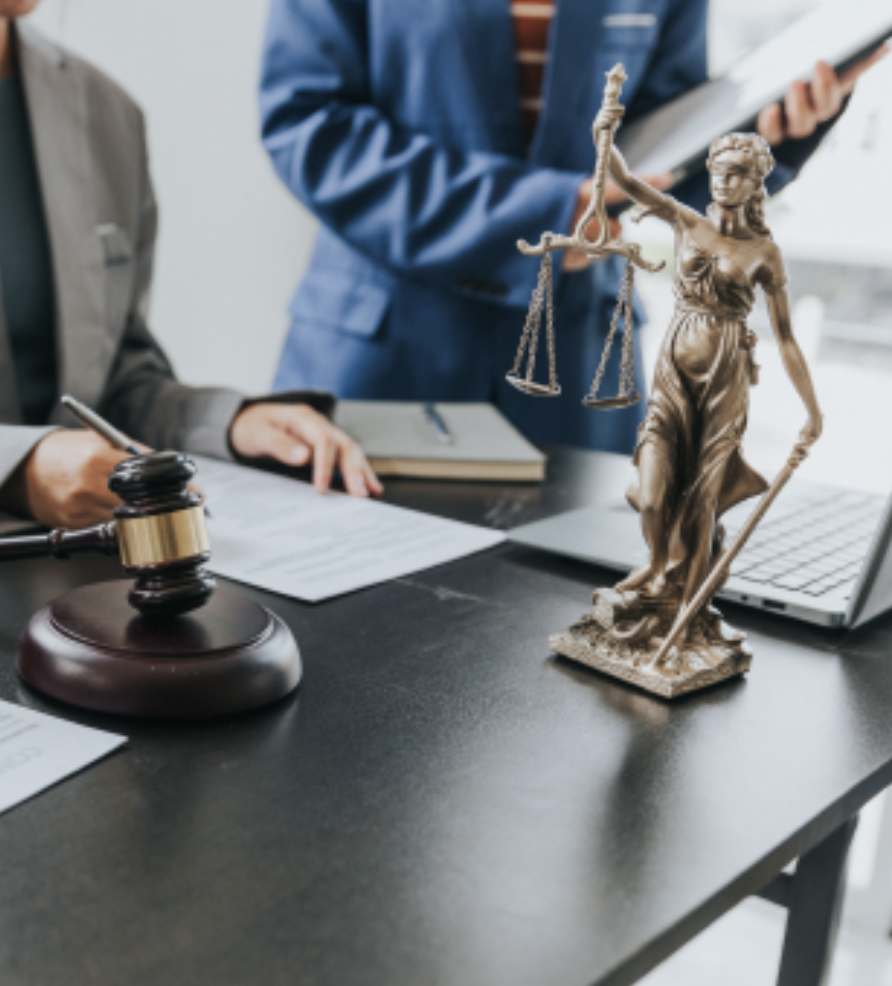 Lady Justice statue with scales and sword
